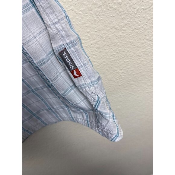 Simms Fishing Products Mens Short Sleeve Button Up Plaid Shirt size Medium Nylon - Picture 14 of 16